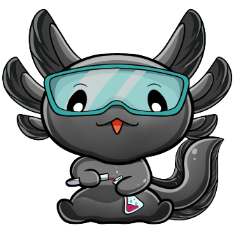 Alotl Science black axolotl mascot